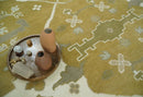 Olive, Ivory and Gray Hand knotted Oushak Custom Made Wool Rug