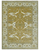 Olive, Ivory and Gray Hand knotted Oushak Custom Made Wool Rug