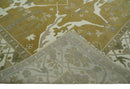 Olive, Ivory and Gray Hand knotted Oushak Custom Made Wool Rug