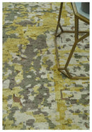 Olive, Ivory and Gray Modern abstract Hand Knotted 5x8 wool Area Rug