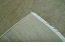 Olive Modern Solid Design Hand Knotted Wool Rug