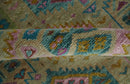 Olive, Teal, Brown and Pink Traditional Ikat Design Hand knotted 8x10 wool Area Rug by The Rug Decor