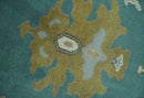 Ollie Custom Made Teal, Ivory and Olive Hand Knotted Oushak Wool Rug