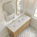 James Martin Laurent 60" Dual Mount Double Bathroom Vanity, Light Natural Oak