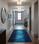 Ombre Blue Wool Hand Knotted Area Rug 5x7 - Southwestern Abstract Lori Contemporary
