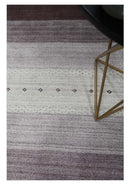 Ombre Purple and Ivory 5x7 Striped Wool and Bamboo Silk Hand Knotted Southwestern Gabbeh Rug | HL28