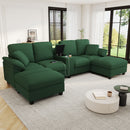 Modern U-Shaped Sectional Sofa With Storage Ottomans