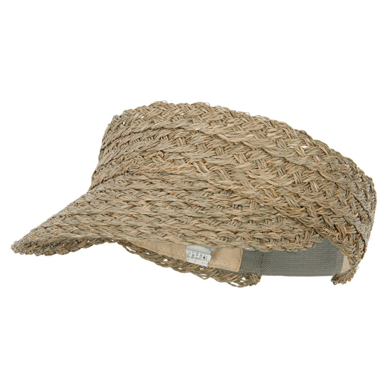 Women's 3 Inch Fancy Weave Brim Elastic Back Gardening Visor