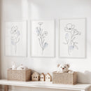 Black and White Botanical Prints. Modern Minimalist Line Art by Wall Art Set