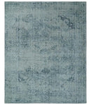 One of a Kind 8x10 Ivory, Gray and Charcoal Traditional Erased Hand Loomed Art Silk Area Rug by The Rug Decor