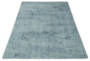 One of a Kind 8x10 Ivory, Gray and Charcoal Traditional Erased Hand Loomed Art Silk Area Rug by The Rug Decor