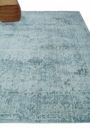 One of a Kind 8x10 Ivory, Gray and Charcoal Traditional Erased Hand Loomed Art Silk Area Rug by The Rug Decor