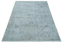 One of a Kind Traditional 8x10 Ivory, Gray and Charcoal Traditionally Hand Loomed Art Silk Area Rug by The Rug Decor