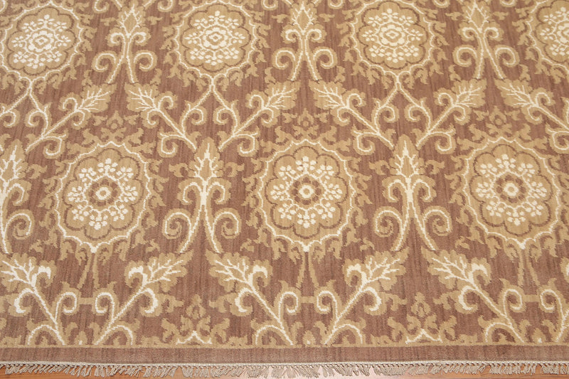 6' x 9' Hand Knotted Damask Wool & Bamboo Silk Area rug Brown