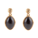 Black Onyx Hammered Post Drop Golden Earrings
