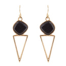 Onyx and Bronze Triangle Earrings