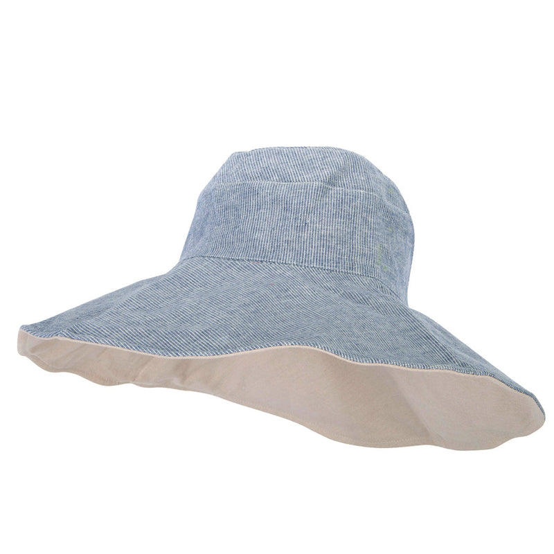 Women's Pinstripe 5 Inch Reversible Brim Cotton Dressy Hat