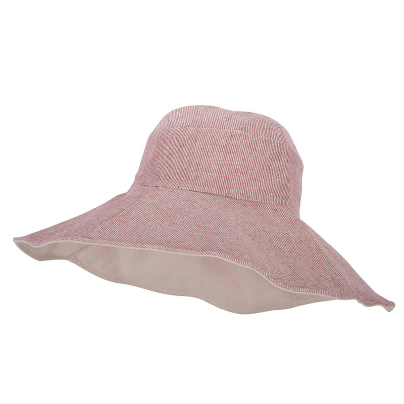 Women's Pinstripe 5 Inch Reversible Brim Cotton Dressy Hat