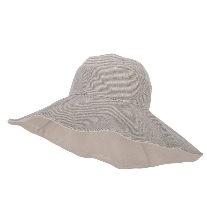 Women's Pinstripe 5 Inch Reversible Brim Cotton Dressy Hat