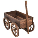 Wood Wagon Planter Pot Stand with Wheels by LJGDeals