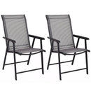 Set of 2 Outdoor Patio Folding Chairs-Gray by LJGDeals