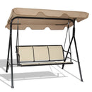 3 Person Steel Frame Patio Swing with Polyester Angle and Adjustable Canopy by LJGDeals