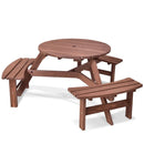 6 Person Wooden Picnic Table Set with Bench and Umbrella Hold by LJGDeals