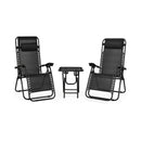 3 Pieces Folding Portable Zero Gravity Reclining Lounge Chairs Table Set by LJGDeals