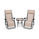 3 Pieces Folding Portable Zero Gravity Reclining Lounge Chairs Table Set by DirectDeals