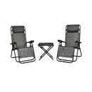 3 Pieces Folding Portable Zero Gravity Reclining Lounge Chairs Table Set by LJGDeals