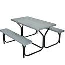 HDPE Outdoor Picnic Table Bench Set with Metal Base-Black by DirectDeals