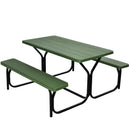 HDPE Outdoor Picnic Table Bench Set with Metal Base-Black by DirectDeals