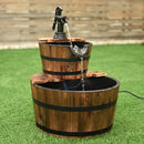 2-Tiers Outdoor Wooden Barrel Waterfall Fountain with Pump by LJGDeals