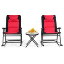 3 Pcs Outdoor Folding Rocking Chair Table Set with Cushion by LJGDeals