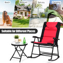 3 Pcs Outdoor Folding Rocking Chair Table Set with Cushion by LJGDeals