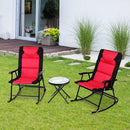 3 Pcs Outdoor Folding Rocking Chair Table Set with Cushion by LJGDeals