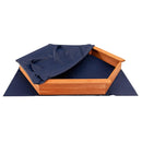 Hexagon Wooden Cedar Sand Box with Seat Boards by LJGDeals