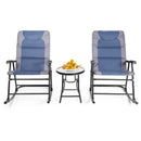 3 Pcs Outdoor Folding Rocking Chair Table Set with Cushion by DirectDeals