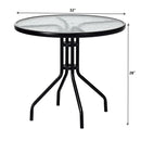 32 Inch Outdoor Patio Round Tempered Glass Top Table with Umbrella Hole by DirectDeals