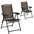2 Pieces Folding Sling Chairs with Smooth Armrests and Adjustable Back for Patio by LJGDeals