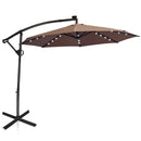10 Feet 360° Rotation Solar Powered LED Patio Offset Umbrella without Weight Base-Gray by LJGDeals