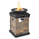 40000BTU Outdoor Propane Burning Fire Bowl Column Realistic Look Firepit Heater by LJGDeals