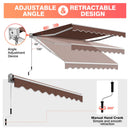 10 x 8.2 Feet Retractable Awning with Easy Opening Manual Crank Handle-Brown