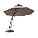 11 Feet Outdoor Cantilever Hanging Umbrella with Base and Wheels-Beige by DirectDeals