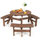 6 Person Wooden Picnic Table Set with Bench and Umbrella Hold by LJGDeals