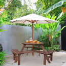 6 Person Wooden Picnic Table Set with Bench and Umbrella Hold by LJGDeals