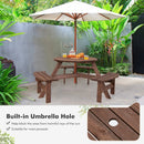 6 Person Wooden Picnic Table Set with Bench and Umbrella Hold by LJGDeals