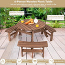 6 Person Wooden Picnic Table Set with Bench and Umbrella Hold by LJGDeals