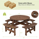 Patio 8 Seat Wood Picnic Dining Seat Bench Set by LJGDeals