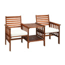 3 pcs Outdoor Patio Table Chairs Set Acacia Wood Loveseat by LJGDeals